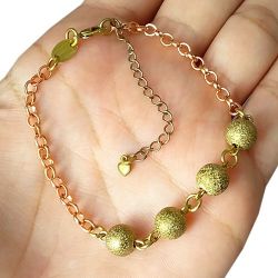 Pulseira No Bruto Pronto Para Banho Com Bolas De 8mm Tamanho Aproximado: 20,0cm Extensor: 6,0cm Peso: 4,5 gramas REF: BRU989A