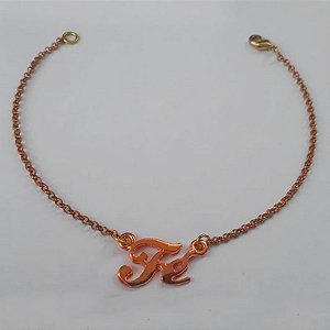PULSEIRA NO BRUTO PRONTO PARA O BANHO PULSEIRA(CORRENTE ELLO PORTUGUES DE 18CM) COM PALAVRA FÉ -  PESO TOTAL 3GR - TAM. 20CM BRU2344