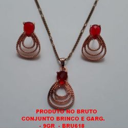 CONJUNTO NO BRUTO PRONTO PARA O BANHO (GARGANTILHA E BRINCO CORRENTE 3X1 )PESO TOTAL 9.5GR EM BAIXA FUSÃO BRU618
