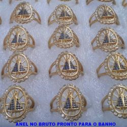 ANEL NO BRUTO PRONTO PARA O BANHO  (ALTA FUSÃO)NOSSA SENHORA APARECIDA COM O MANTO AZUL- PESO 2.8GR - AN00055