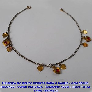 PULSEIRA NO BRUTO PRONTO PARA O BANHO - COM FECHO  REDONDO - SUPER DELICADA - TAMANHO 18CM -  PESO TOTAL 1.8GR - BRU6274
