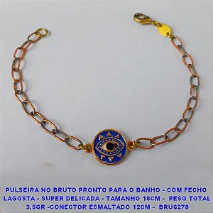 PULSEIRA NO BRUTO PRONTO PARA O BANHO - COM FECHO  LAGOSTA - SUPER DELICADA - TAMANHO 18CM -  PESO TOTAL 3.5GR -CONECTOR ESMALTADO 12CM -  BRU6278 - ***