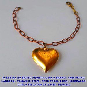 PULSEIRA NO BRUTO PRONTO PARA O BANHO - COM FECHO  LAGOSTA - TAMANHO 22CM - PESO TOTAL 4,8GR - CORRAÇÃO  (394)DUPLO EM LATÃO DE 2,5CM - BRU6282