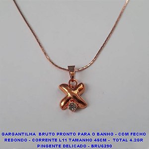GARGANTILHA  BRUTO PRONTO PARA O BANHO(CX91) - COM FECHO  REDONDO - CORRENTE L11 TAMANHO 45CM - PESO TOTAL 4.2GR  PINGENTE DELICADO - BRU6290 ***