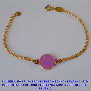 PULSEIRA  NO BRUTO PRONTO PARA O BANHO - TAMANHO 18CM PESO TOTAL 1.4GR - CONECTOR ESMALTADO - FECHO REDONTO BRU6325