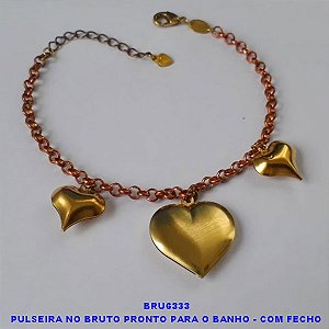 PULSEIRA NO BRUTO PRONTO PARA O BANHO - COM FECHO LAGOSTA E CORRENTE ELLO PORTUGUES LARGURA 4MM (394)CORAÇAO DUPLO 24X22MM - TAMANHO 18CM+EXTENSOR PESO TOTAL 8.6GR - BRU6333