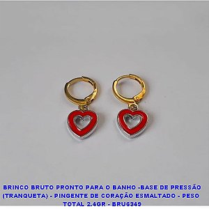 BRINCO  BRUTO PRONTO PARA O BANHO -BASE DE PRESSÃO (TRANQUETA) - PINGENTE DE CORAÇÃO ESMALTADO - PESO  TOTAL 2.4GR - BRU6349
