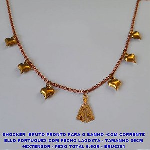 SHOCKER  BRUTO PRONTO PARA O BANHO -COM CORRENTE ELLO PORTUGUES COM FECHO LAGOSTA - TAMANHO 35CM +EXTENSOR - PESO TOTAL 5.5GR - BRU6351