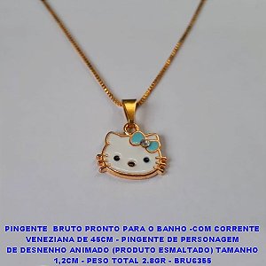 GARGANTILHA  BRUTO PRONTO PARA O BANHO -COM CORRENTE VENEZIANA DE 45CM - PINGENTE DE PERSONAGEM DE DESNENHO ANIMADO (PRODUTO ESMALTADO) TAMANHO 1,2CM - PESO TOTAL 2.8GR - BRU6355