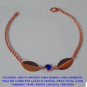 PULSEIRA  BRUTO PRONTO PARA BANHO COM CORRENTE TODA EM CONECTOR LATÃO E CRISTAL -PESO TOTAL 2.9GR TAMANHO 18CM - FECHO LAGOSTA - BRU6365 ***