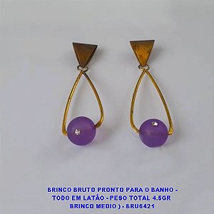 BRINCO BRUTO PRONTO PARA O BANHO - DE ARGOLA TODO EM LATÃO - PESO TOTAL 4.5GR  BRINCO MEDIO ) - BRU6421 ***