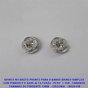 BRINCO NO BRUTO PRONTO PARA O BANHO BRINCO SIMPLES  COM PINGENTE E BASE ALTA FUSÃO - PESO  2.1GR - TAMANHO  TAMANHO DO PINGENTE 10 - ZIRCONIA   - BRU6445 ***