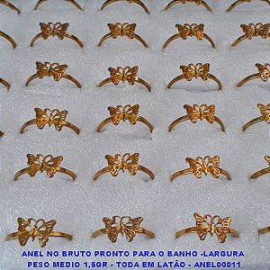 ANEL NO BRUTO PRONTO PARA O BANHO -LARGURA  PESO MEDIO 1,5GR - TODA EM LATÃO - ANEL00011