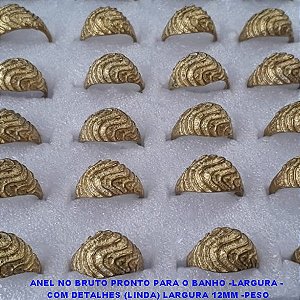 ANEL NO BRUTO PRONTO PARA O BANHO -LARGURA -  COM DETALHES (LINDA) LARGURA 12MM -PESO TOTAL (MEDIA) 2.9GR - ANEL00016