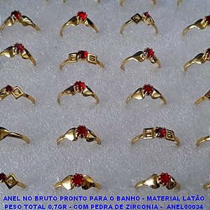 ANEL NO BRUTO PRONTO PARA O BANHO ""(FALANGE)"" - MATERIAL LATÃO PESO TOTAL 0,7GR - COM PEDRA DE ZIRCONIA - ANEL00034