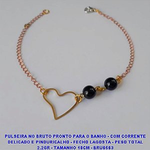 PULSEIRA NO BRUTO PRONTO PARA O BANHO - COM CORRENTE DELICADO E PINDURICALHO - FECHO LAGOSTA - PESO TOTAL 2.2GR - TAMANHO 18CM - BRU6563