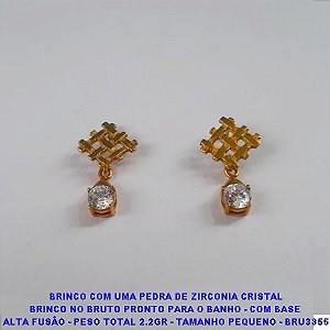 BRINCO COM UMA PEDRA DE ZIRCONIA CRISTAL BRINCO NO BRUTO PRONTO PARA O BANHO - COM BASE  ALTA FUSÃO - PESO TOTAL 2.2GR - TAMANHO PEQUENO - BRU3355