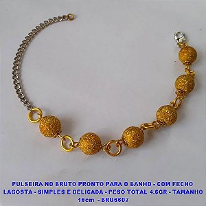 PULSEIRA NO BRUTO PRONTO PARA O BANHO - COM FECHO  LAGOSTA - SIMPLES E DELICADA - PESO TOTAL 4.6GR - TAMANHO 18cm  - BRU6607