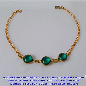 PULSEIRA NO BRUTO PRONTO PARA O BANHO -CRISTAL LEITOSO PEDRAS DE 8MM - COM FECHO LAGOSTA - TAMANHO 18CM  (CORRENTE ELLO PORTUGUES) - PESO 2.8GR - BRU6638