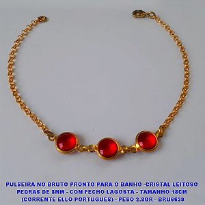 PULSEIRA NO BRUTO PRONTO PARA O BANHO -CRISTAL LEITOSO PEDRAS DE 8MM - COM FECHO LAGOSTA - TAMANHO 18CM  (CORRENTE ELLO PORTUGUES) - PESO 2.8GR - BRU6639