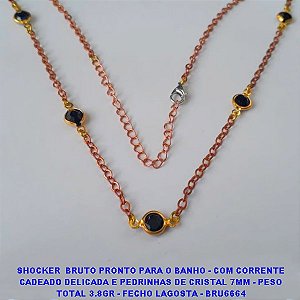 SHOCKER  BRUTO PRONTO PARA O BANHO - COM CORRENTE CADEADO DELICADA E PEDRINHAS DE CRISTAL 7MM - PESO TOTAL 3.8GR - FECHO LAGOSTA - BRU6664