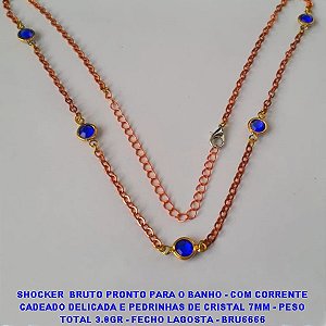 SHOCKER  BRUTO PRONTO PARA O BANHO - COM CORRENTE CADEADO DELICADA E PEDRINHAS DE CRISTAL 7MM - PESO TOTAL 3.8GR - FECHO LAGOSTA - BRU6666