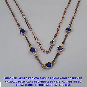 SHOCKER  BRUTO PRONTO PARA O BANHO - COM CORRENTE CADEADO DELICADA E PEDRINHAS DE CRISTAL 7MM - PESO TOTAL 3.8GR - FECHO LAGOSTA - BRU6668