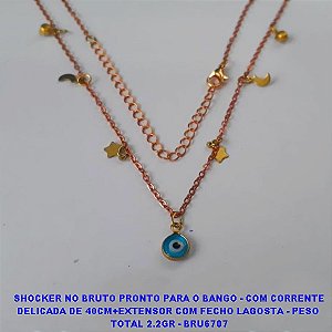 SHOCKER NO BRUTO PRONTO PARA O BANGO - COM CORRENTE DELICADA DE 40CM+EXTENSOR COM FECHO LAGOSTA - PESO  TOTAL 2.2GR - BRU6707