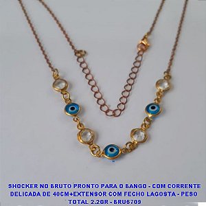 SHOCKER NO BRUTO PRONTO PARA O BANGO - COM CORRENTE DELICADA DE 40CM+EXTENSOR COM FECHO LAGOSTA - PESO  TOTAL 2.2GR - BRU6709