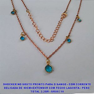 SHOCKER NO BRUTO PRONTO PARA O BANGO - COM CORRENTE DELICADA DE 40CM+EXTENSOR COM FECHO LAGOSTA - PESO  TOTAL 2.2GR - BRU6710