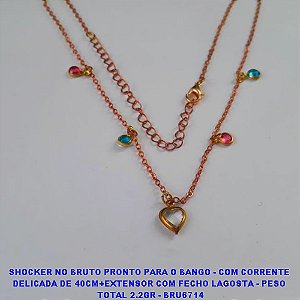 SHOCKER NO BRUTO PRONTO PARA O BANGO - COM CORRENTE  DELICADA DE 40CM+EXTENSOR COM FECHO LAGOSTA - PESO  TOTAL 2.2GR - BRU6714