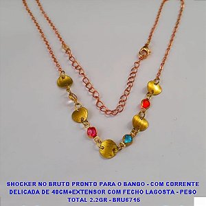 SHOCKER NO BRUTO PRONTO PARA O BANGO - COM CORRENTE  DELICADA DE 40CM+EXTENSOR COM FECHO LAGOSTA - PESO  TOTAL 2.2GR - BRU6715