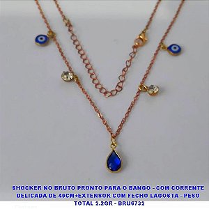 SHOCKER NO BRUTO PRONTO PARA O BANGO - COM CORRENTE  DELICADA DE 40CM+EXTENSOR COM FECHO LAGOSTA - PESO  TOTAL 2.2GR - BRU6732