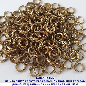 BRINCO BRUTO PRONTO PARA O BANHO - ARGOLINHA PRESSÃO (TRANQUETA) TAMANHO 8MM - PESO 0.6GR - BRU6739