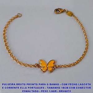 PULSEIRA BRUTO PRONTO PARA O BANHO - COM FECHO LAGOSTA  E CORRENTE ELLO PORTUGUES - TAMANHO 18CM COM CONECTOR  ESMALTADO - PESO 1.9GR - BRU6075