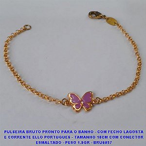 PULSEIRA BRUTO PRONTO PARA O BANHO - COM FECHO LAGOSTA  E CORRENTE ELLO PORTUGUES - TAMANHO 18CM COM CONECTOR  ESMALTADO - PESO 1.9GR - BRU6057