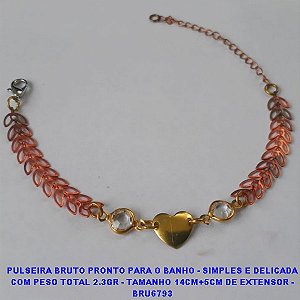 PULSEIRA BRUTO PRONTO PARA O BANHO - SIMPLES E DELICADA  COM PESO TOTAL 2.3GR - TAMANHO 14CM+5CM DE EXTENSOR -  BRU679