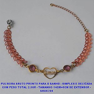 PULSEIRA BRUTO PRONTO PARA O BANHO - SIMPLES E DELICADA  COM PESO TOTAL 2.3GR - TAMANHO 14CM+5CM DE EXTENSOR -  BRU6794