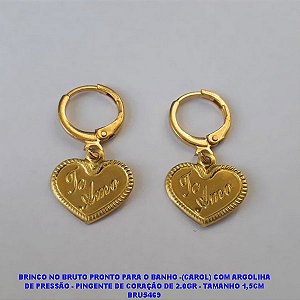 BRINCO NO BRUTO PRONTO PARA O BANHO(CX113) -(CAROL) COM ARGOLIHA DE PRESSÃO - PINGENTE DE CORAÇÃO DE 2.0GR - TAMANHO 1,5CM BRU5469