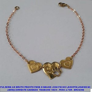 PULSEIRA NO BRUTO PRONTO PARA O BANHO -COM FECHO LAGOSTA(JOIASECIA)  (4858)CORRENTE CADEADO  TAMANHO 18CM - PESO 2.7GR - BRU6380