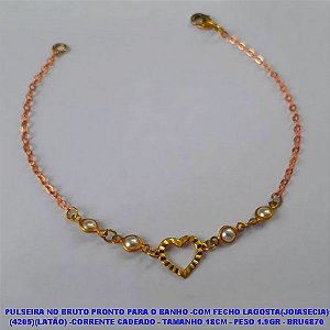 PULSEIRA NO BRUTO PRONTO PARA O BANHO -COM FECHO LAGOSTA(JOIASECIA) (4205)(LATÃO) -CORRENTE CADEADO - TAMANHO 18CM - PESO 1.9GR - BRU6870