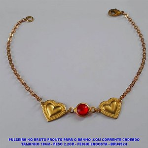 PULSEIRA NO BRUTO PRONTO PARA O BANHO -COM CORRENTE CADEADO TAMANHO 18CM - PESO 2.2GR - FECHO LAGOSTA - BRU6924