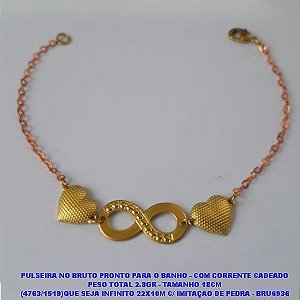 PULSEIRA NO BRUTO PRONTO PARA O BANHO - COM CORRENTE CADEADO PESO TOTAL 2.8GR - TAMANHO 18CM (4763/1519)QUE SEJA INFINITO 22X10M C/ IMITAÇAO DE PEDRA - BRU6936