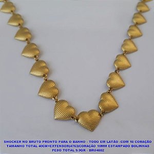 SHOCKER NO BRUTO PRONTO PARA O BANHO - TODO EM LATÃO -COM 18 CORAÇÃO TAMANHO TOTAL 40CM+EXTENSOR(4763)CORAÇÃO 10MM ESTAMPADO BOLINHAS PESO TOTAL 9.9GR - BRU4882