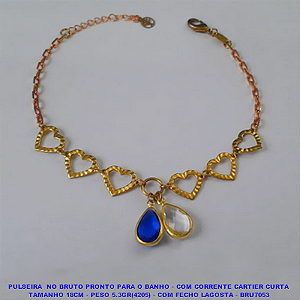 PULSEIRA  NO BRUTO PRONTO PARA O BANHO - COM CORRENTE CARTIER CURTA TAMANHO 18CM - PESO 5.3GR(4205) - COM FECHO LAGOSTA - BRU7053