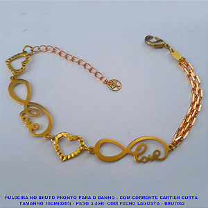 PULSEIRA NO BRUTO PRONTO PARA O BANHO - COM CORRENTE CARTIER CURTA  TAMANHO 18CM(4205) - PESO 3.4GR- COM FECHO LAGOSTA - BRU7062