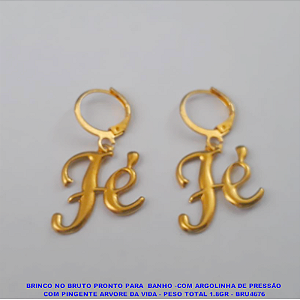 BRINCO NO BRUTO PRONTO PARA  BANHO -(PINGENTE DE 2CM - FÉ)COM ARGOLINHA DE PRESSÃO COM PINGENTE ARVORE DA VIDA - PESO TOTAL 1.8GR - BRU4676