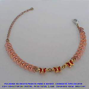 PULSEIRA NO BRUTO PRONTO PARA O BANHO (CX71)- CORRENTE TIPO ESCAMA  COM CONECTOR DE CRISTAL -PESO TOTAL 2.1GR - TAMANHO 18CM - BRU7201