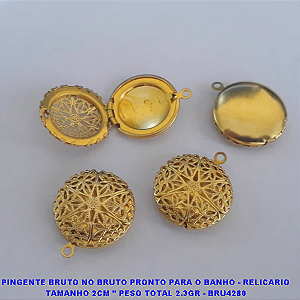 PINGENTE BRUTO NO BRUTO PRONTO PARA O BANHO - RELICARIO TAMANHO 2CM " PESO TOTAL 2.3GR - BRU4280