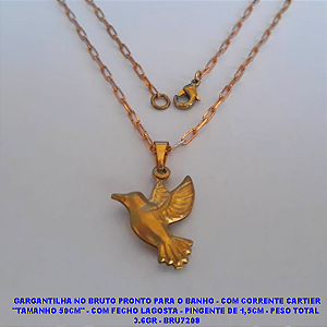 GARGANTILHA NO BRUTO PRONTO PARA O BANHO - COM CORRENTE CARTIER "TAMANHO 50CM" - COM FECHO LAGOSTA - PINGENTE DE 1,5CM - PESO TOTAL  3.6GR - BRU7208